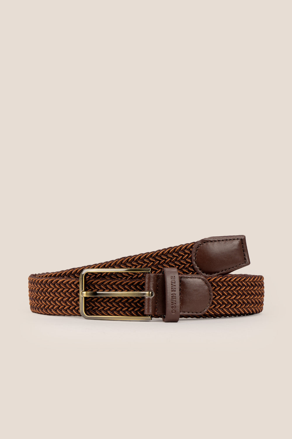 Oswin Hyde Bert belt - Rich brown elastic webbing for weddings and smart-casual wear