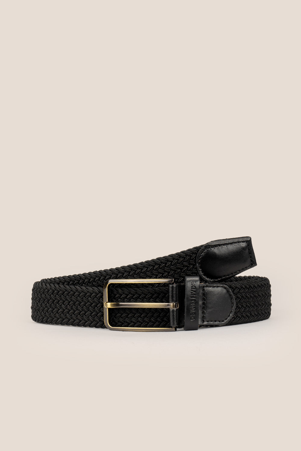 Oswin Hyde Aron belt - Black elastic webbing for formal and smart-casual ensembles