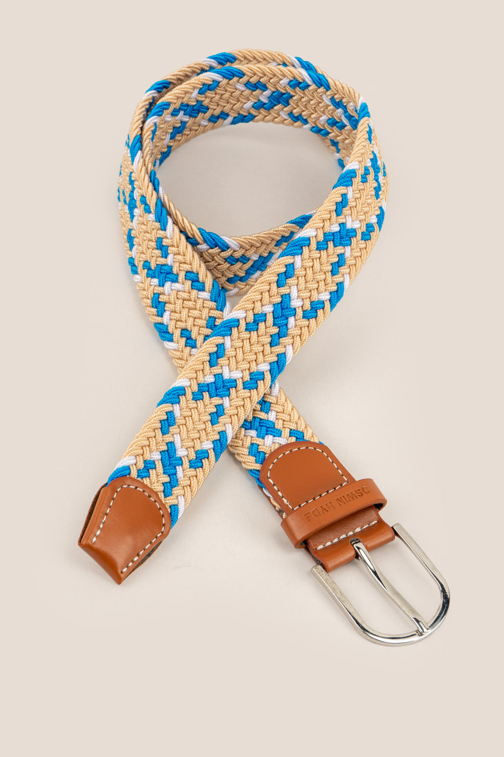 Oswin Hyde Guy Beige belt - Braided elastic in neutral tones for smart-casual wear