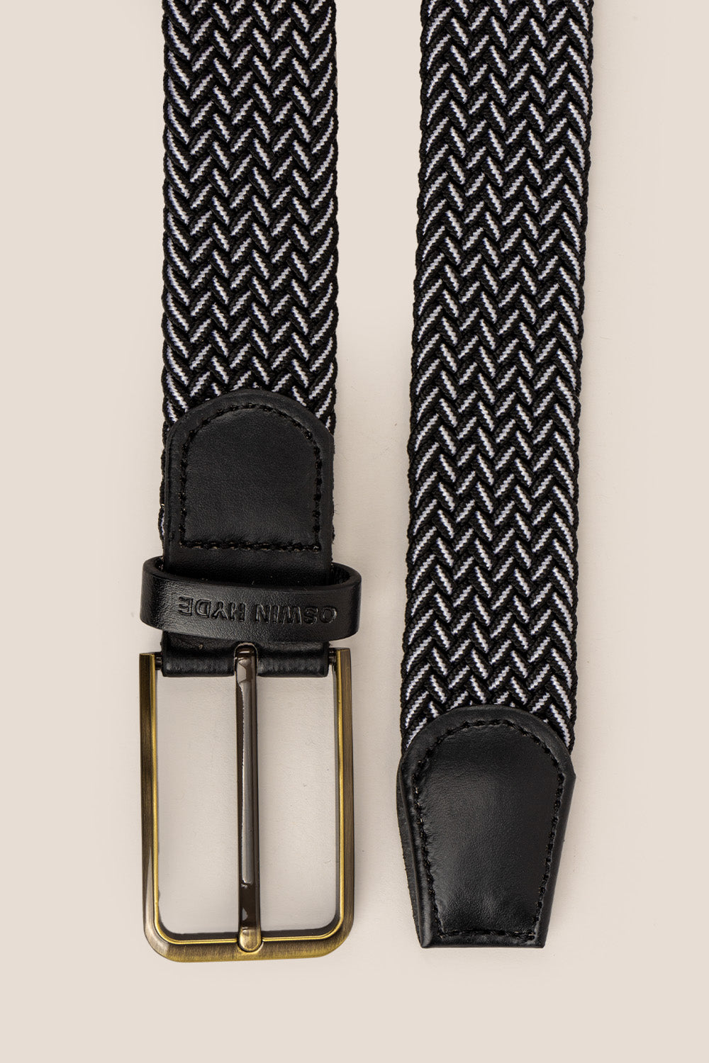 Oswin Hyde Bert belt - Black elastic webbing for formal and smart-casual outfits