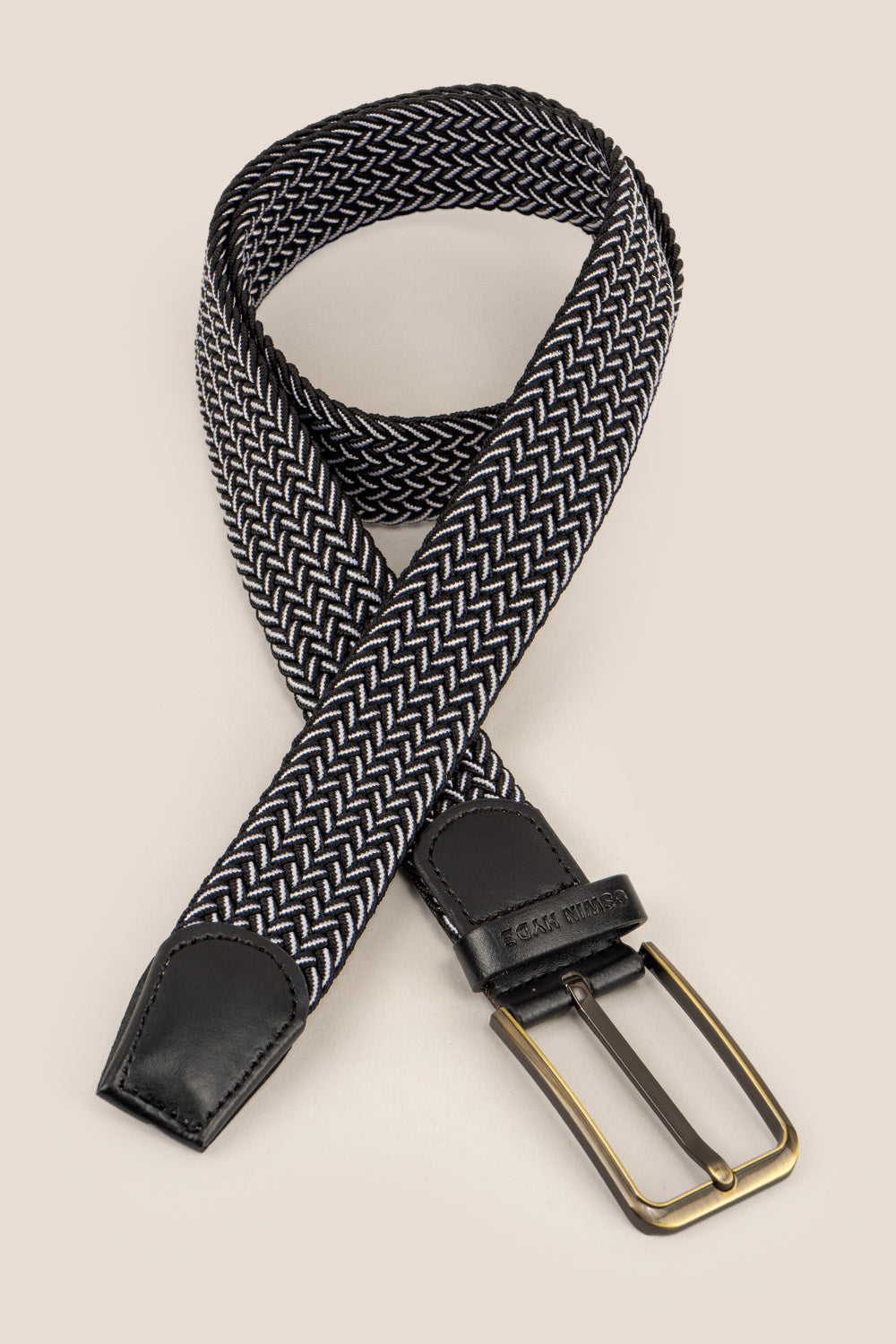 Oswin Hyde Bert belt - Black elastic webbing for formal and smart-casual outfits