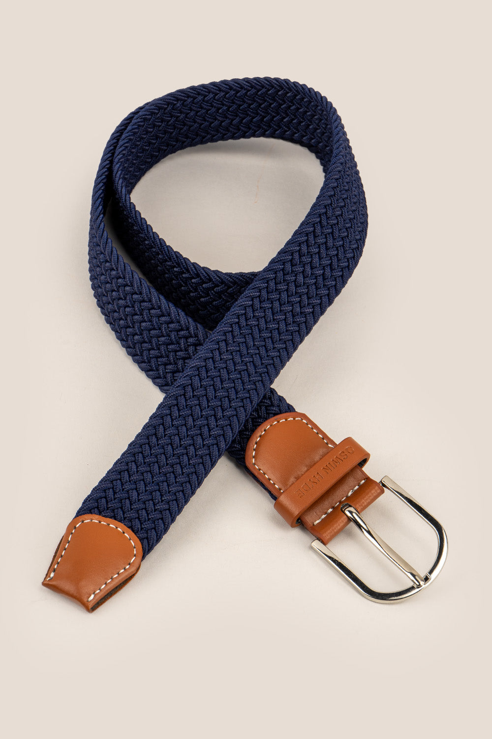 Oswin Hyde Aron belt - Navy elastic webbing for formal and smart-casual ensembles