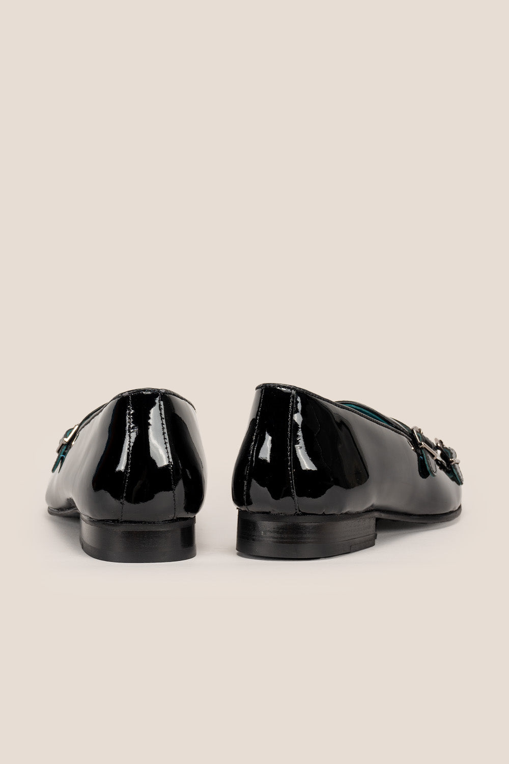 Clifford Black patent monk leather loafers for men featuring glossy patent leather and classic monk strap design for elegant formal occasions.