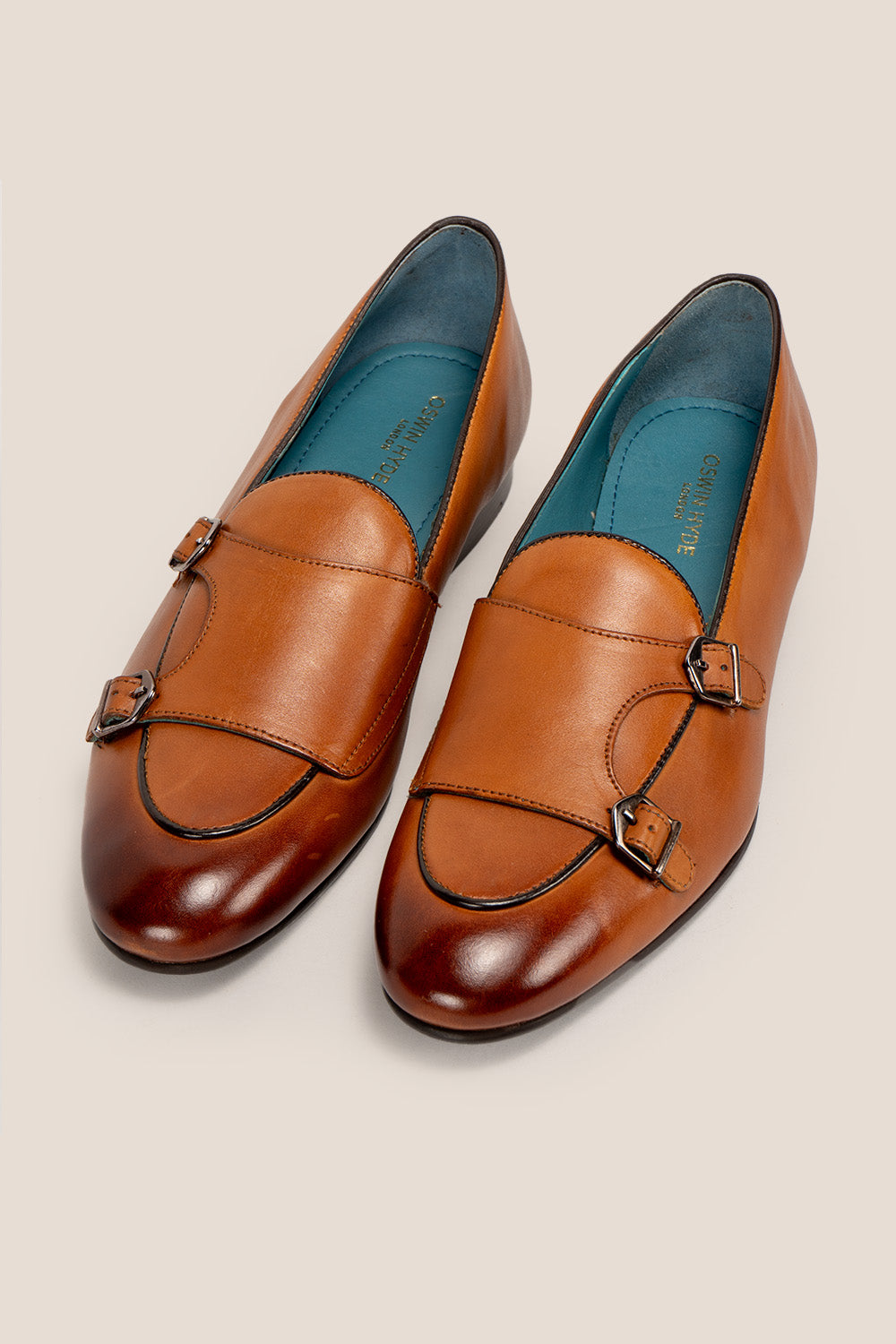 Clifford Tan monk leather loafers for men crafted with premium tan leather and classic monk strap design, ideal for formal and smart casual wear.