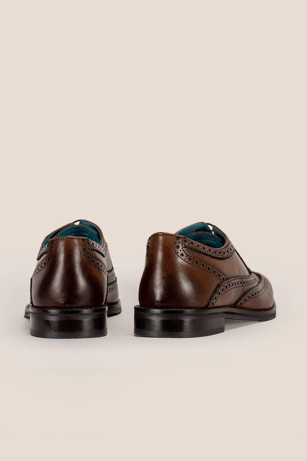 Stokes Brown Oxford Brogue Wing Cap leather shoes for men, crafted with premium brown leather and intricate brogue detailing for formal style.