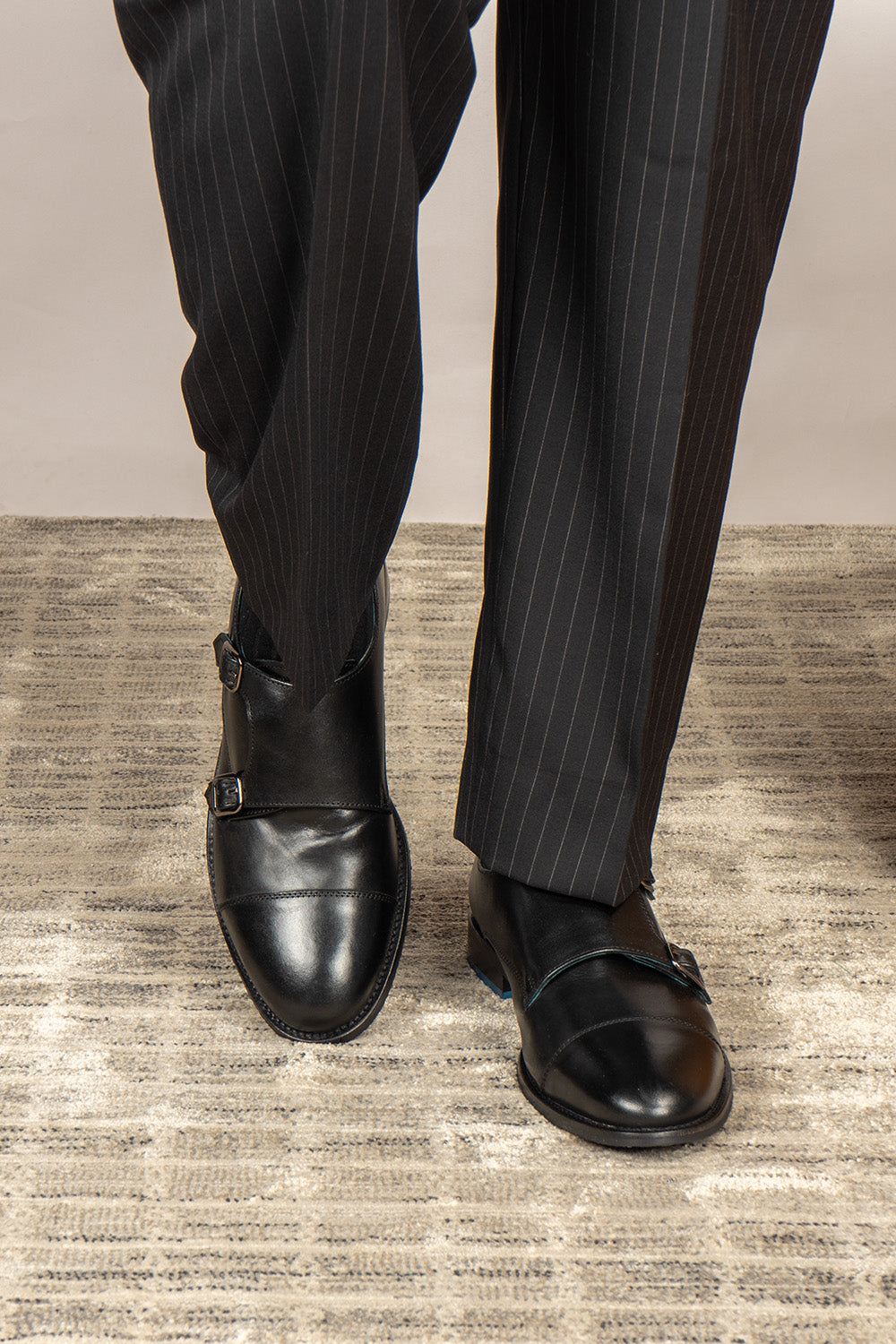 Oscar Black classic monk strap men’s leather shoes crafted from premium black leather, ideal for formal and smart casual wear.