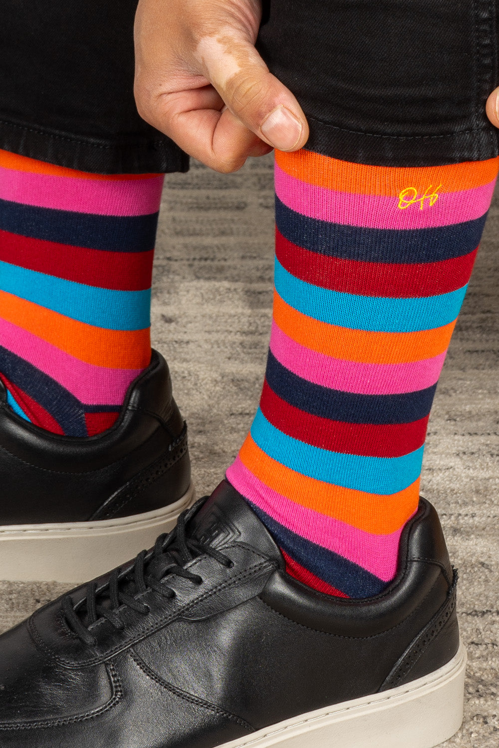 Oswin Hyde Contemporary six pairs of premium socks for men, featuring unique designs and timeless block colours.