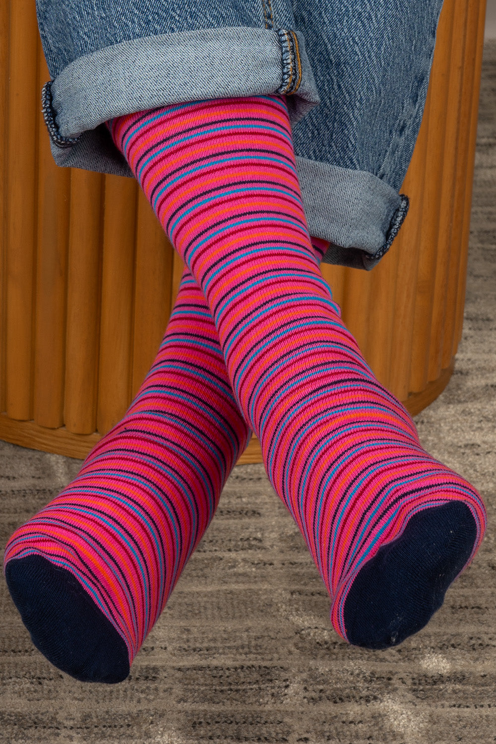 Oswin Hyde Warf three pairs of high-quality cotton socks for men, featuring unique prints and luxurious colours.