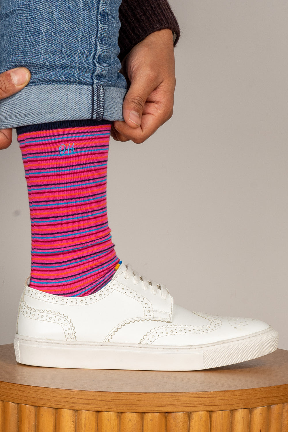 Oswin Hyde Contemporary six pairs of premium socks for men, featuring unique designs and timeless block colours.