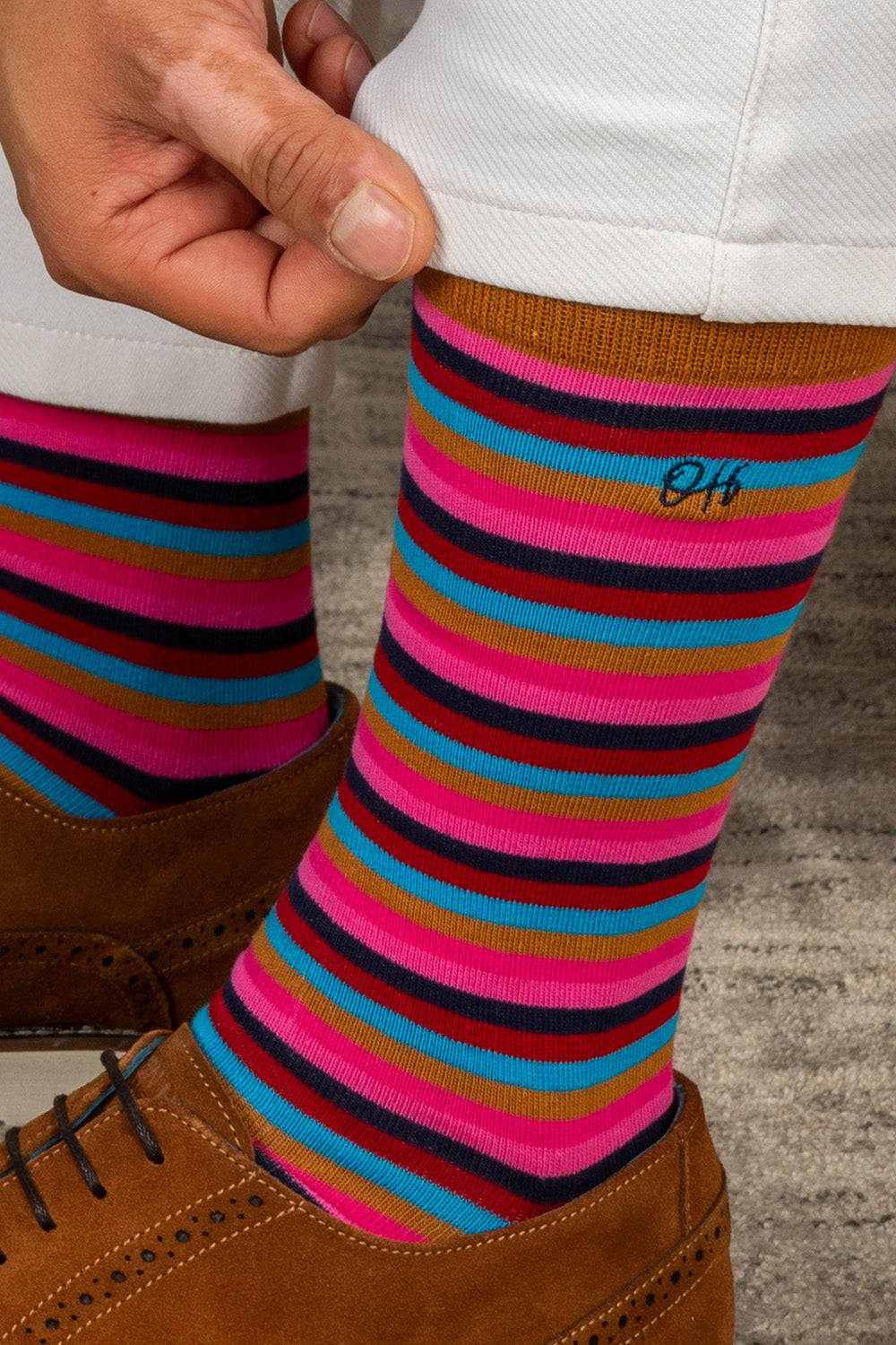 Oswin Hyde Contemporary six pairs of premium socks for men, featuring unique designs and timeless block colours.