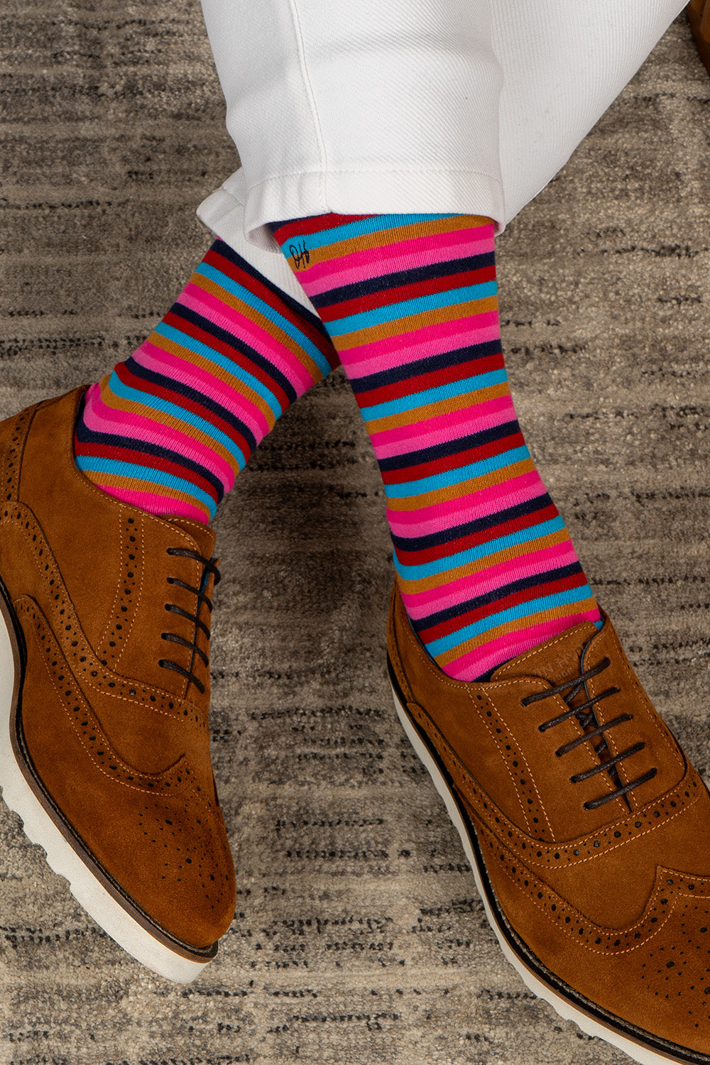Oswin Hyde Contemporary six pairs of premium socks for men, featuring unique designs and timeless block colours.