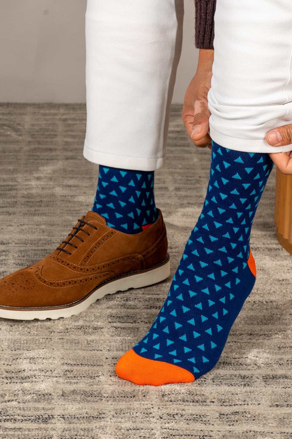 Oswin Hyde Contemporary six pairs of premium socks for men, featuring unique designs and timeless block colours.