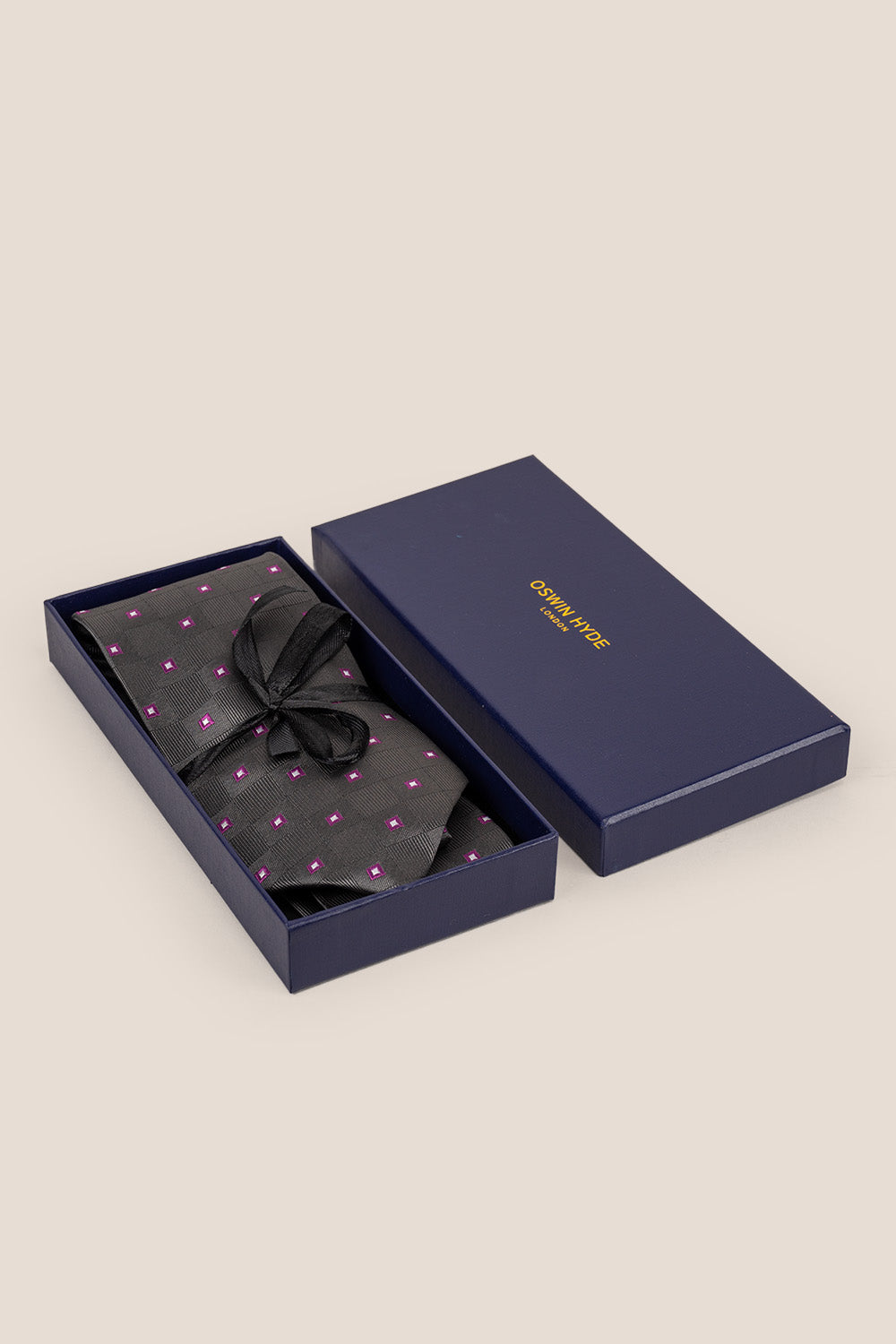 Multi Square Grey tie with versatile design, ideal for weddings, office wear, and formal occasions.