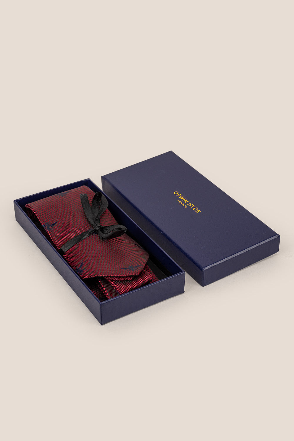 Dragonfly Red tie with luxurious design, ideal for weddings, office wear, and formal occasions.