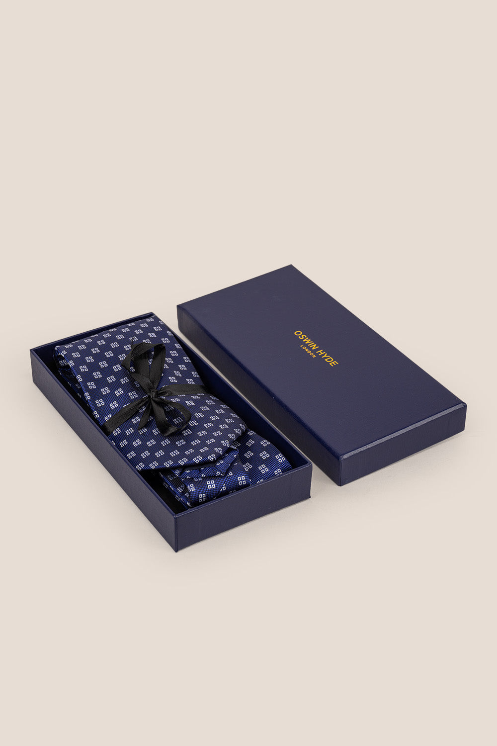 Geometric Squares Navy tie with unique design, ideal for weddings, office wear, and formal occasions.