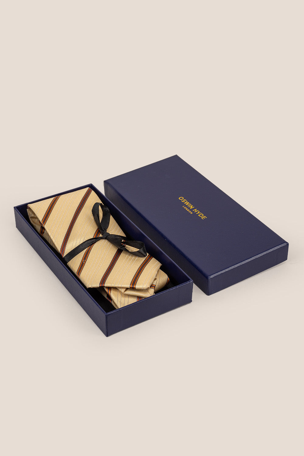 Classic Stripe Cream Brown tie with elegant design, perfect for weddings, office meetings, and formal occasions.
