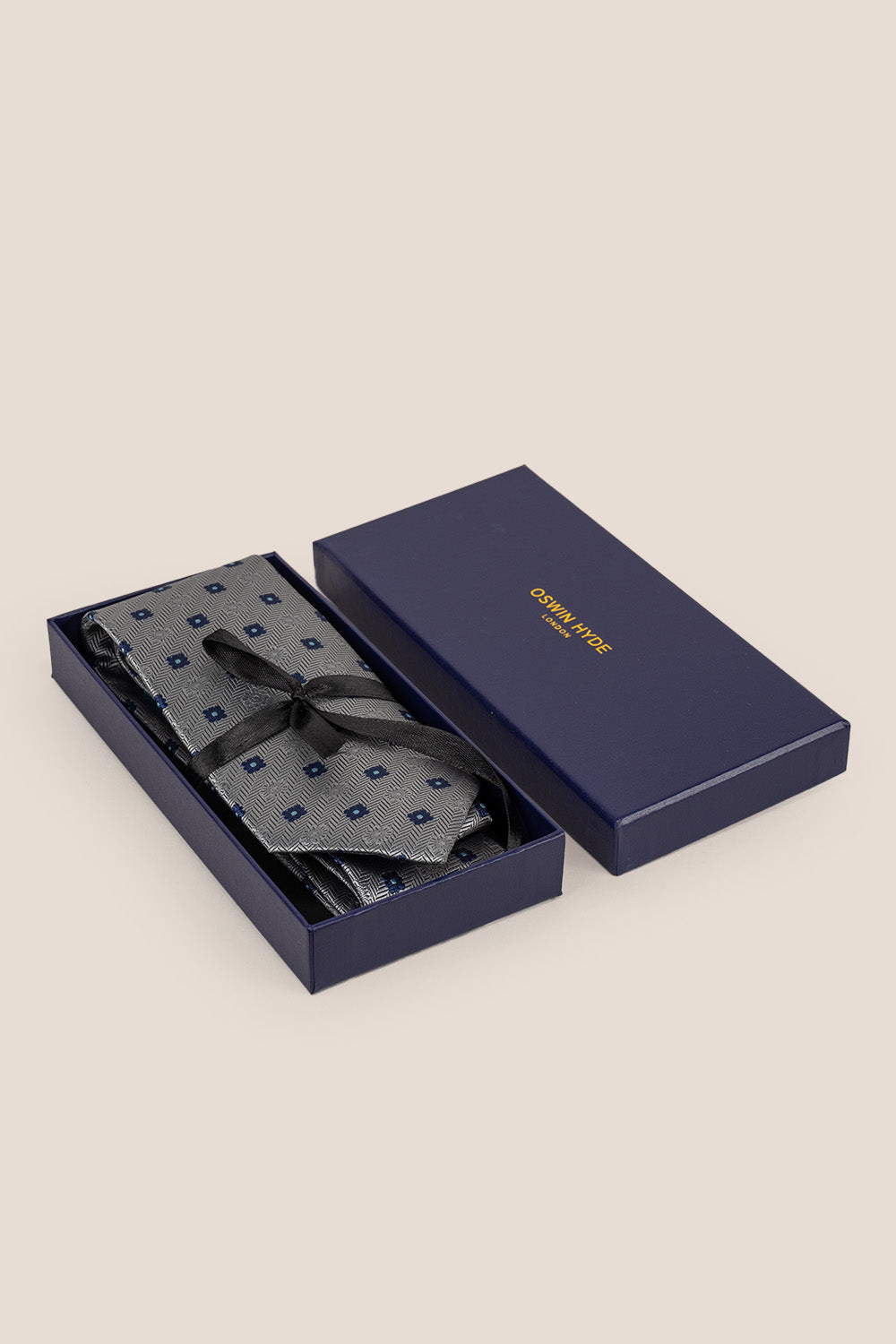 Stripes and Squares Grey tie with intricate design, perfect for weddings, office wear, and formal occasions.