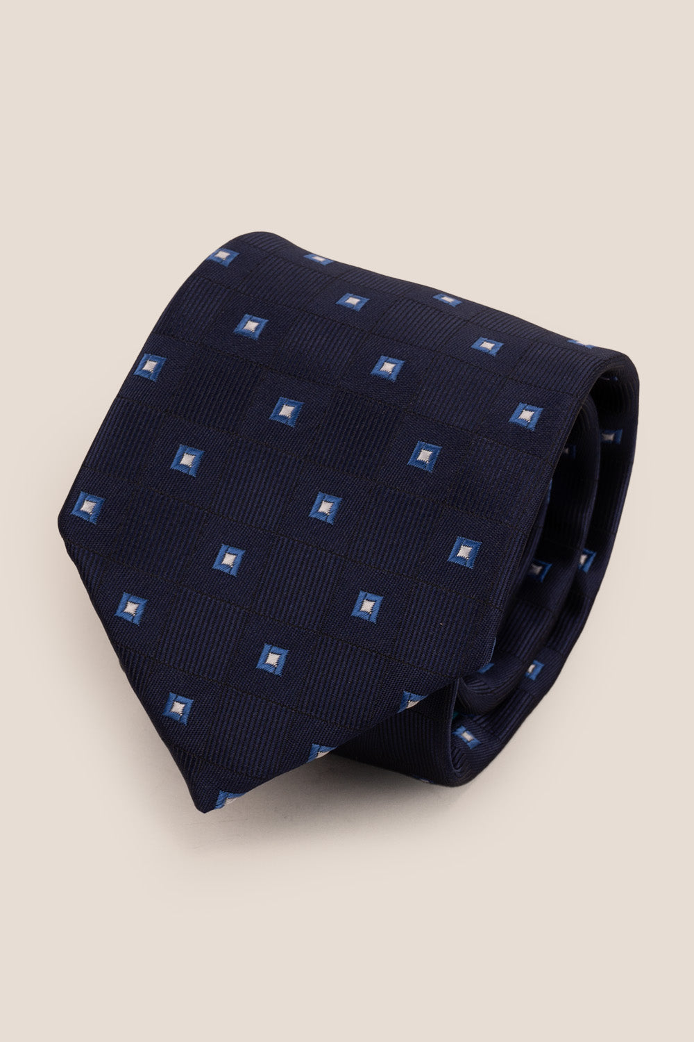 Multi Square Navy tie with stylish design, perfect for weddings, office wear, and formal occasions.
