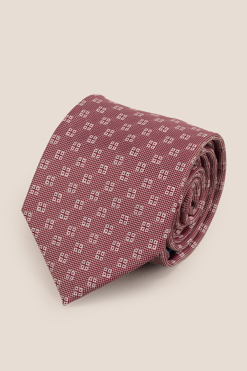 Geometric Squares Red tie with intricate pattern, ideal for weddings, office wear, and formal events.
