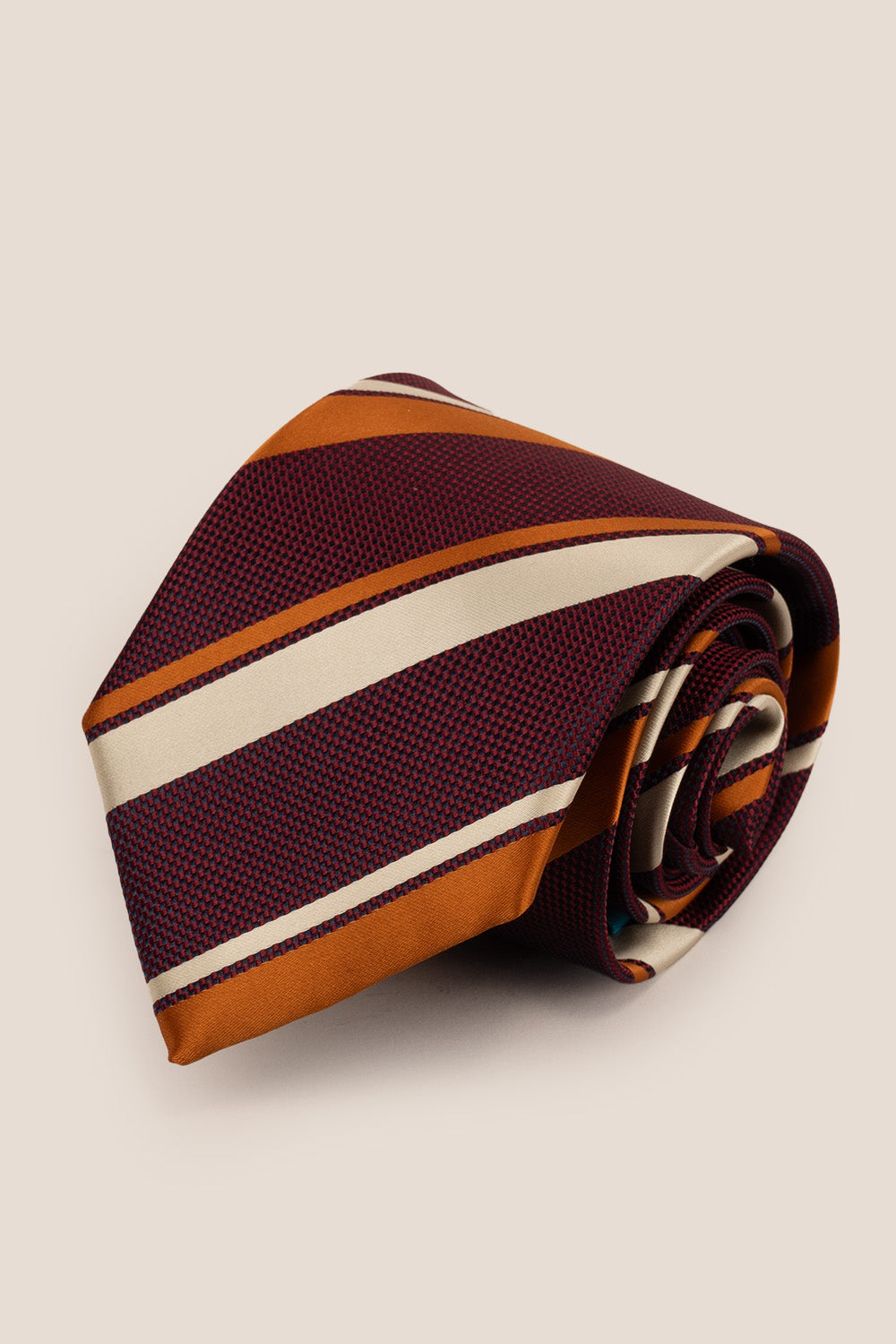 Broad Stripe Red White Orange tie with bold design, perfect for weddings, formal events, and office wear.
