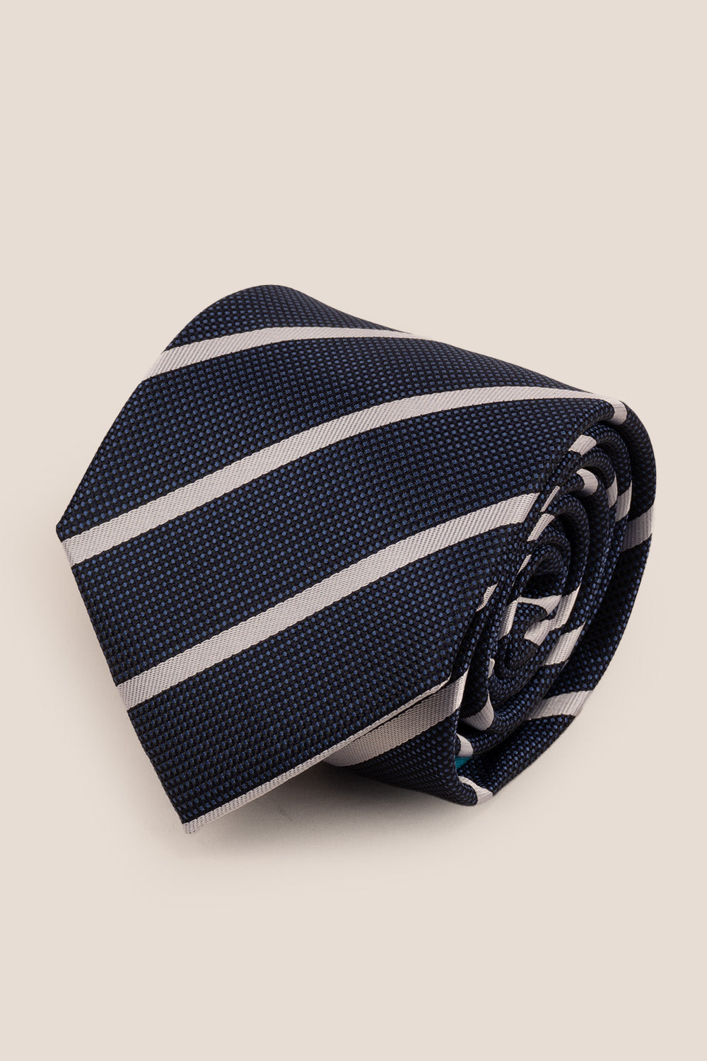Stripe Navy White tie with sophisticated design, ideal for weddings, office wear, and special occasions.