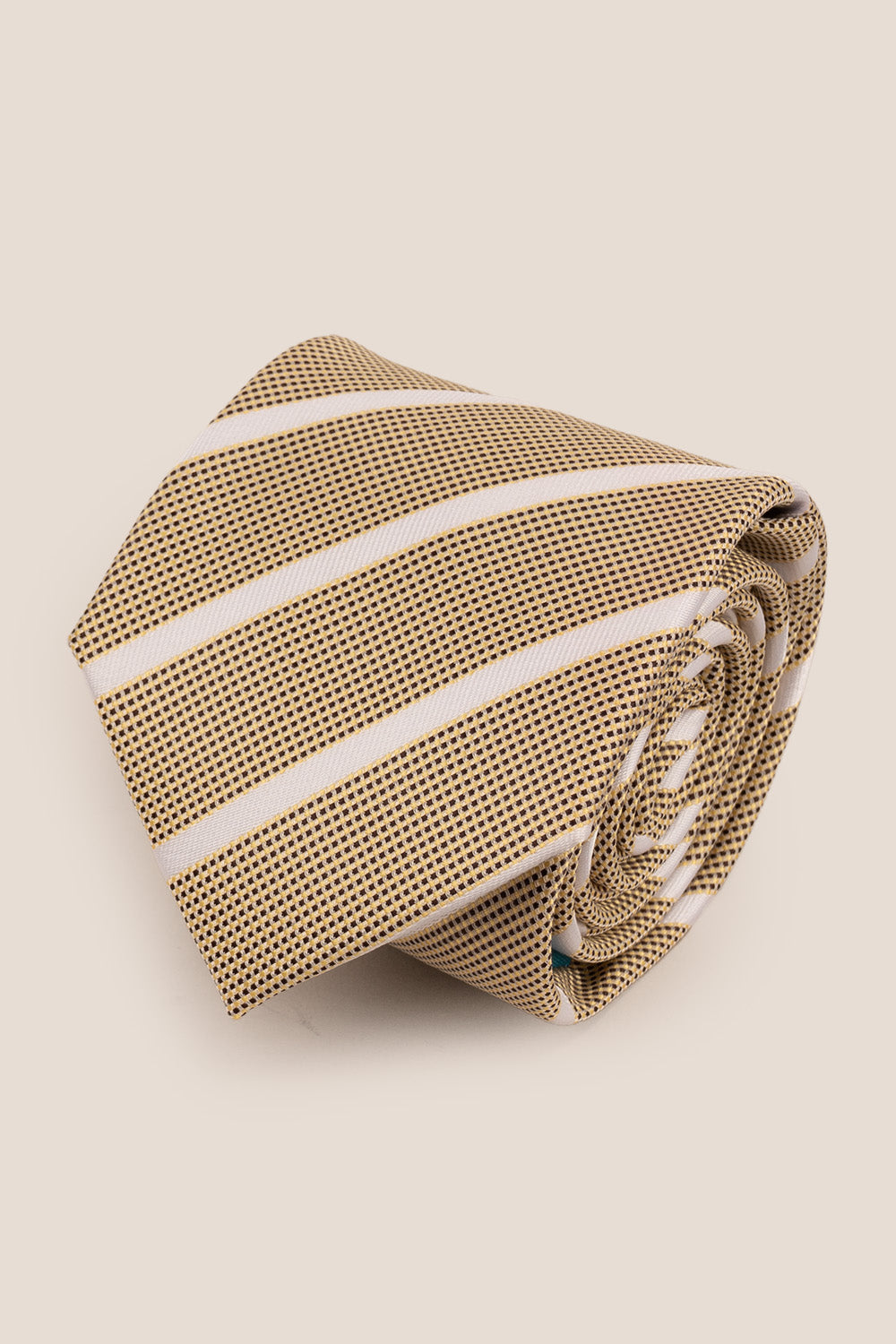 Stripe Brown White tie with elegant design, perfect for weddings, office wear, and formal occasions.