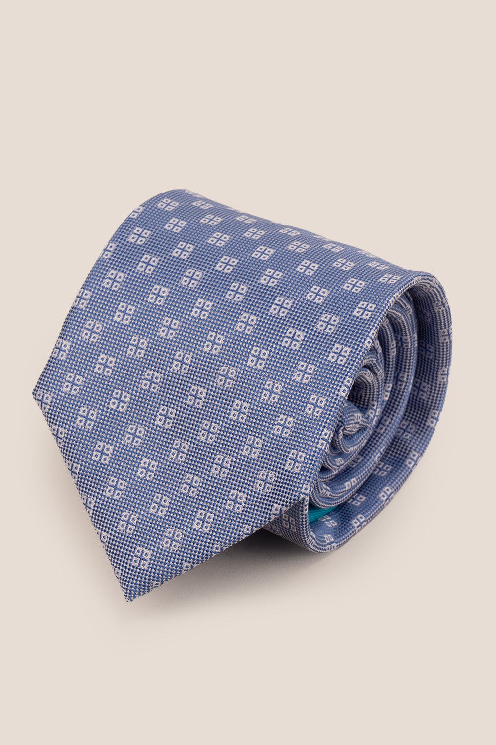 Geometric Squares Blue tie with sophisticated design, perfect for weddings, office wear, and upscale occasions.