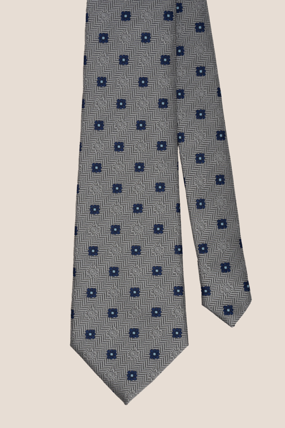 Stripes and Squares Grey tie with intricate design, perfect for weddings, office wear, and formal occasions.