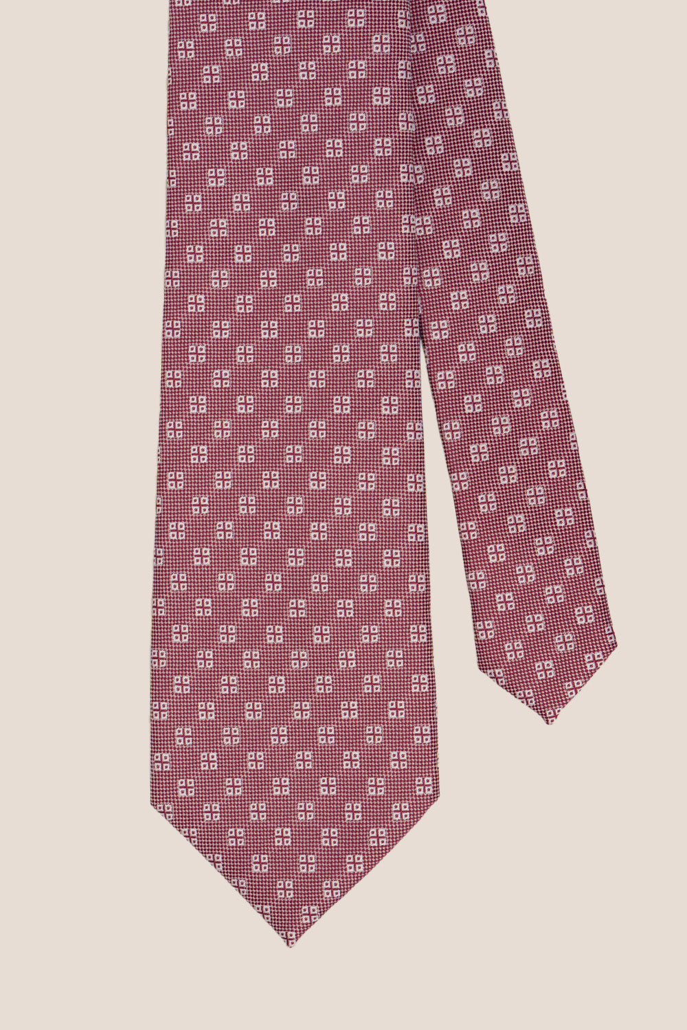 Geometric Squares Red tie with intricate pattern, ideal for weddings, office wear, and formal events.
