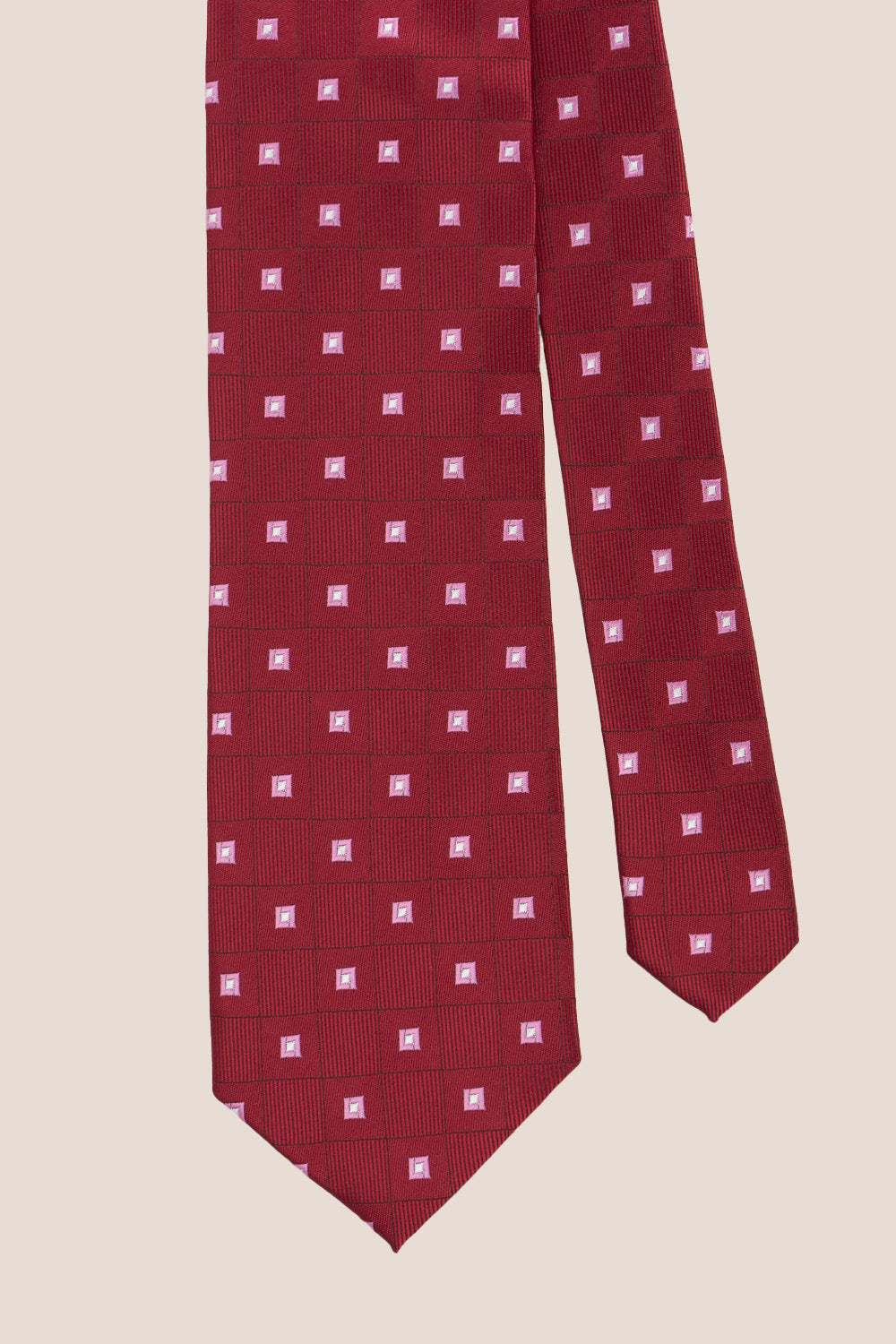Multi Square Red tie with sophisticated design, perfect for weddings, office wear, and formal occasions.