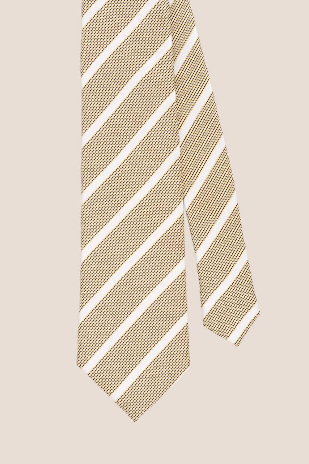 Stripe Brown White tie with elegant design, perfect for weddings, office wear, and formal occasions.