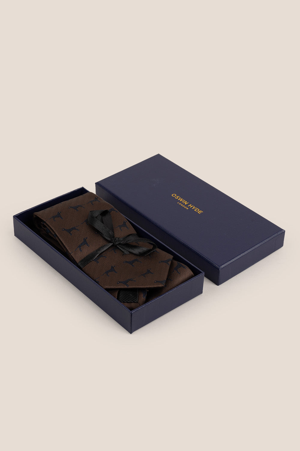 Hound Brown tie with sophisticated design, ideal for weddings, office wear, and formal occasions.