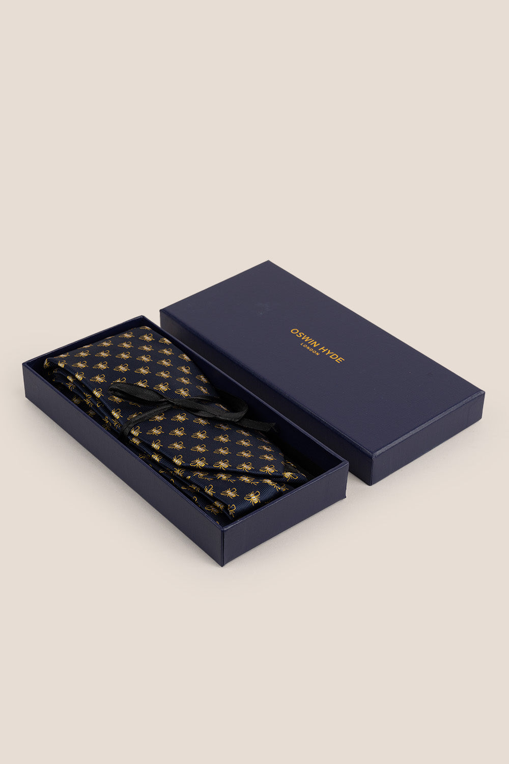 Bee Navy tie with sophisticated design, perfect for weddings, office wear, and casual outings.
