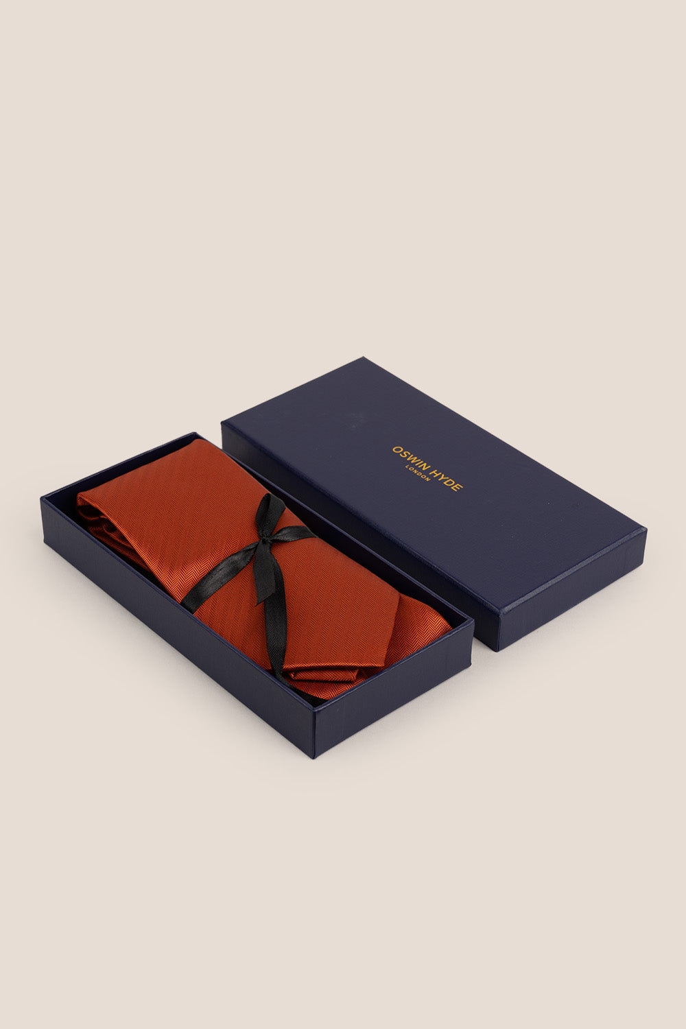 Orange Self Stripe tie with textured design, perfect for weddings, office wear, and formal occasions.