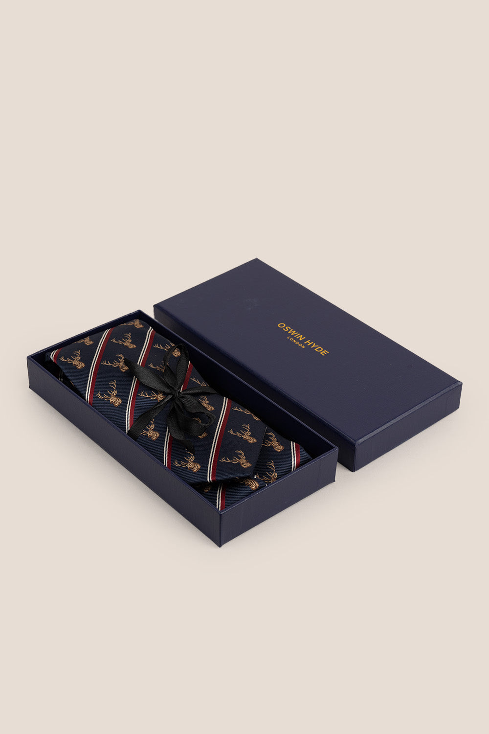 Antler Navy tie with sophisticated design, ideal for weddings, office wear, and formal occasions.