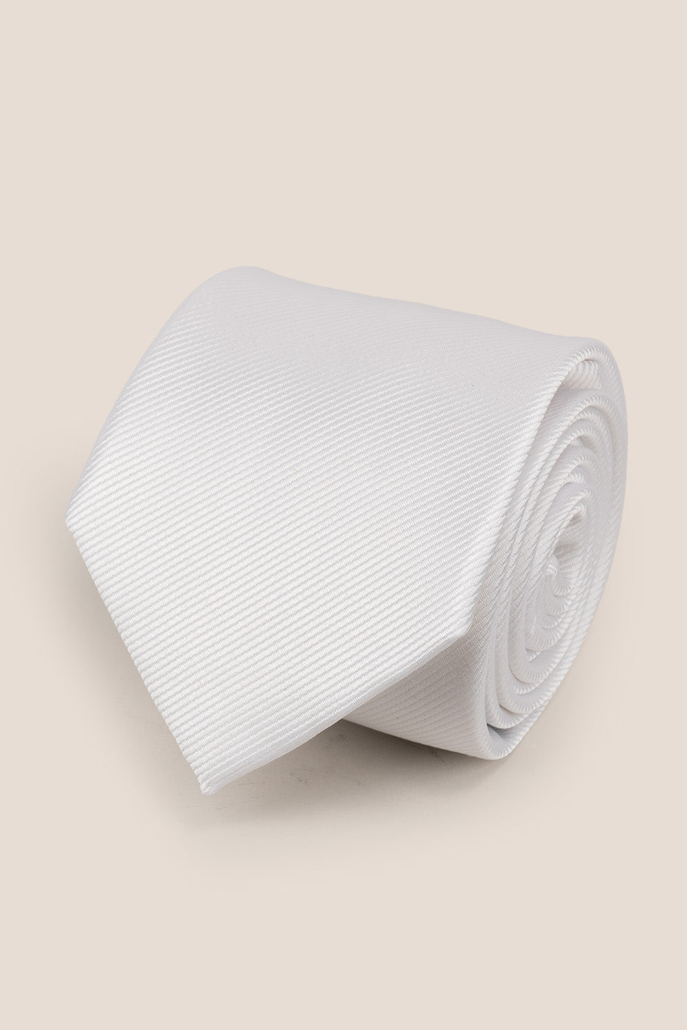 White Ribbed tie with elegant design, perfect for weddings, office wear, and formal occasions.
