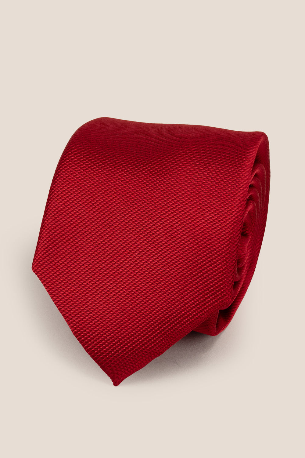 Red Ribbed tie with bold design, ideal for weddings, office wear, and formal occasions.