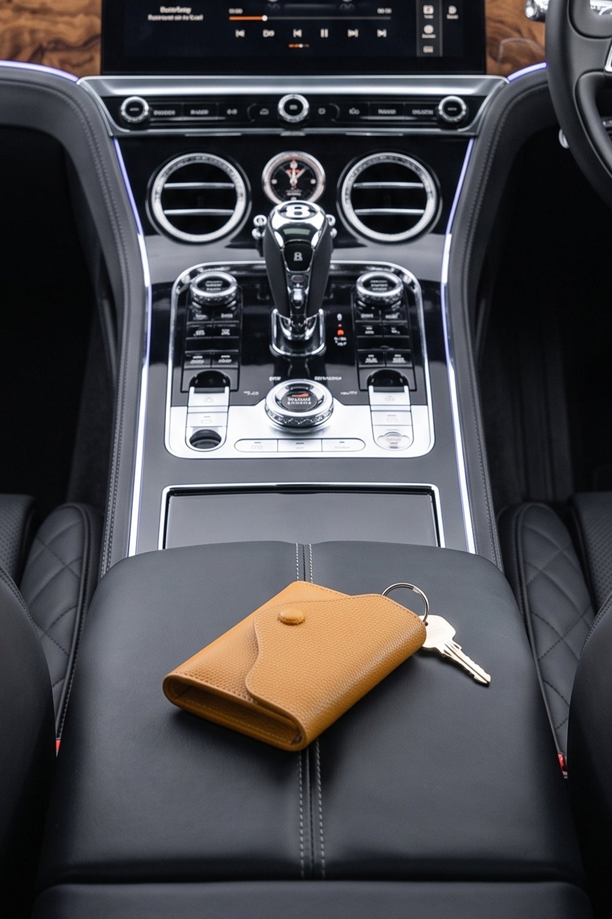 Pimlico Tan Key Holder in luxury car interior | Oswin Hyde