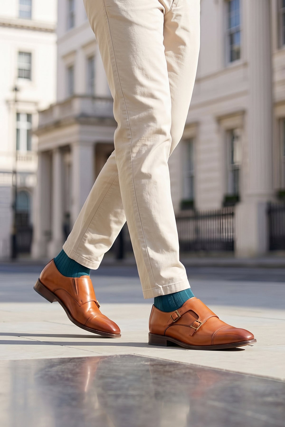 Men's Rolf Tan leather double monk strap dress shoes by Oswin Hyde featuring burnished tan leather and dual buckle straps.