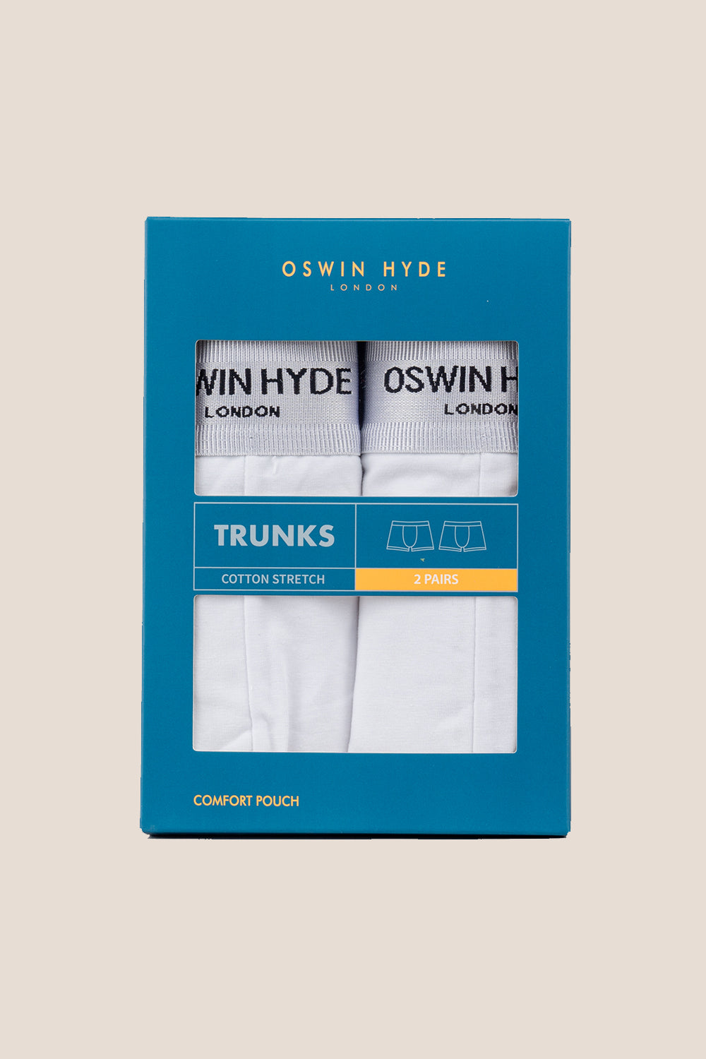 Oswin Hyde Wilts boxer trunks - White premium cotton with elasticated waistband