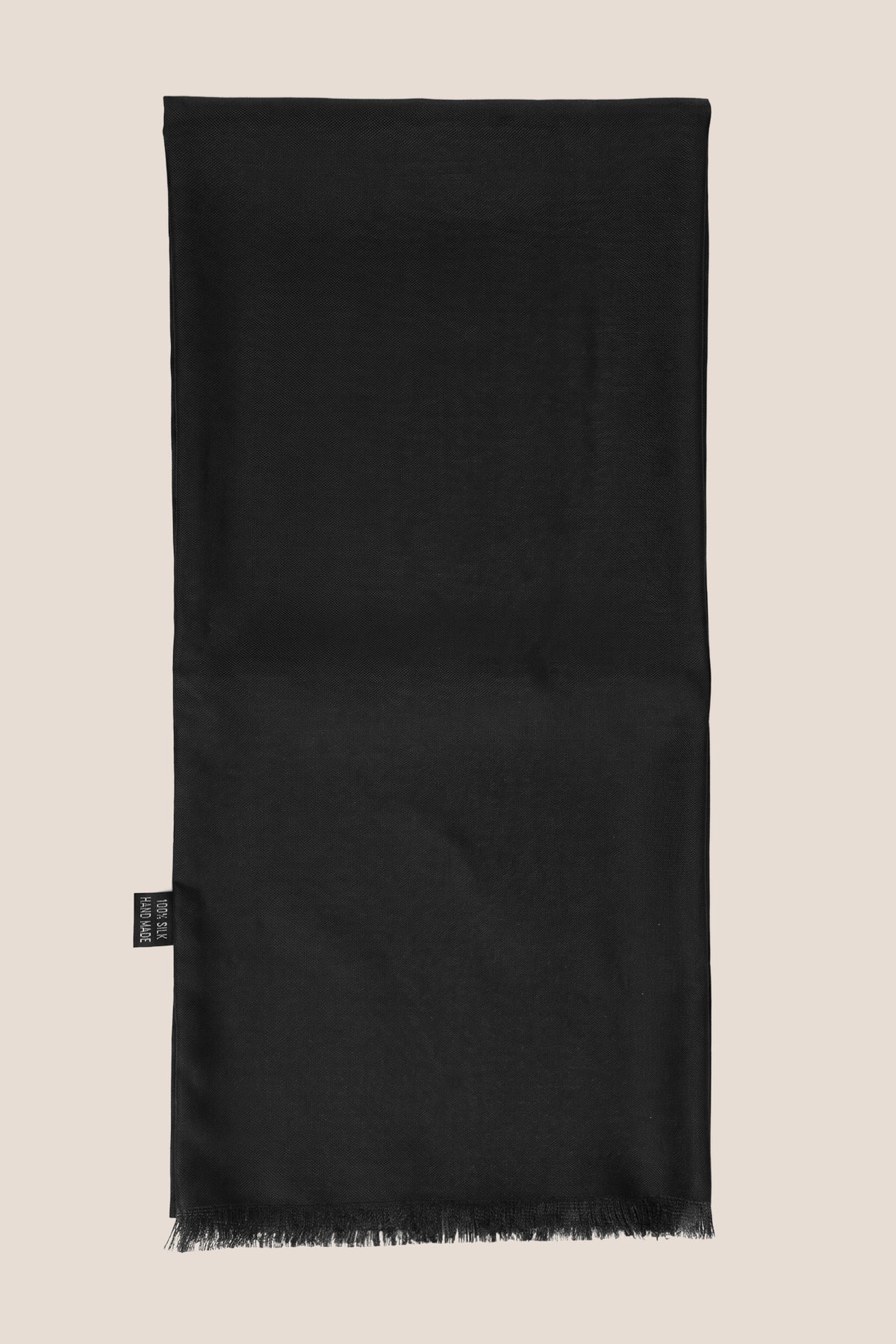OSWIN HYDE luxury men's black silk scarf with fringed edges