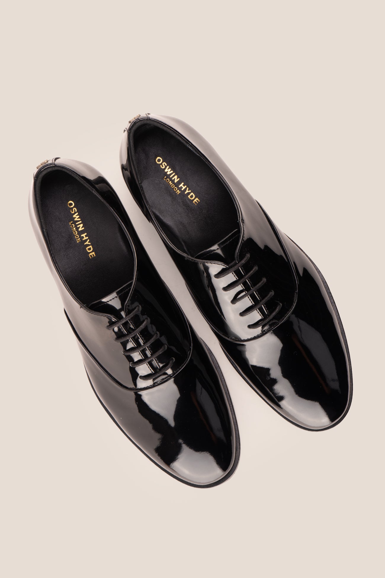 Bow Black men's leather patent shoes. The men's smart black shoes exude luxury and sophistication, perfect for weddings