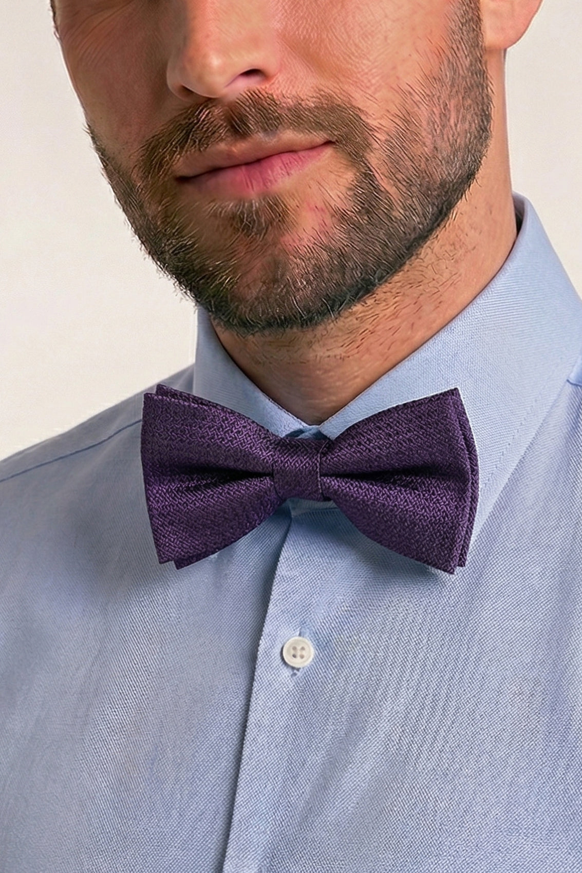 Oswin Hyde Purple Scotch Texture Bowtie for men, designed with a distinctive scotch-textured pattern