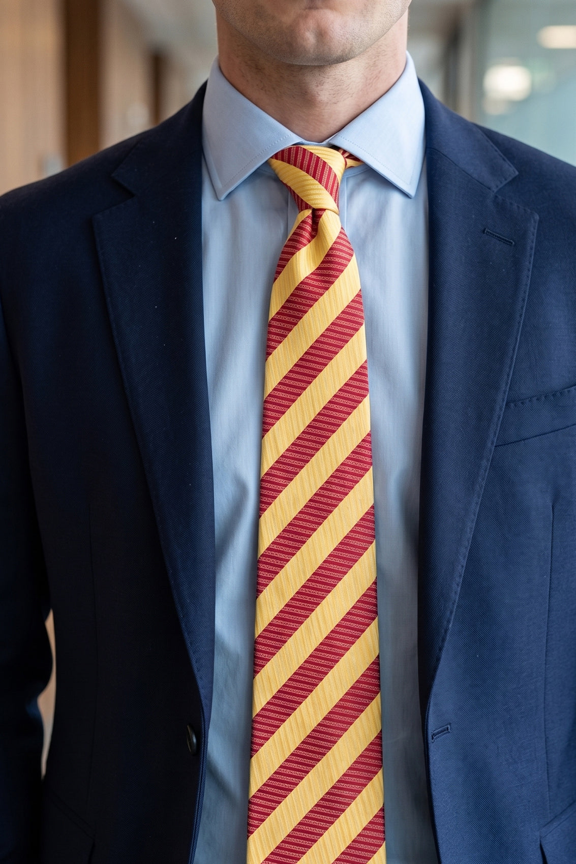Vintage Stripe Red Gold tie with classic design, ideal for weddings, office wear, and casual occasions.