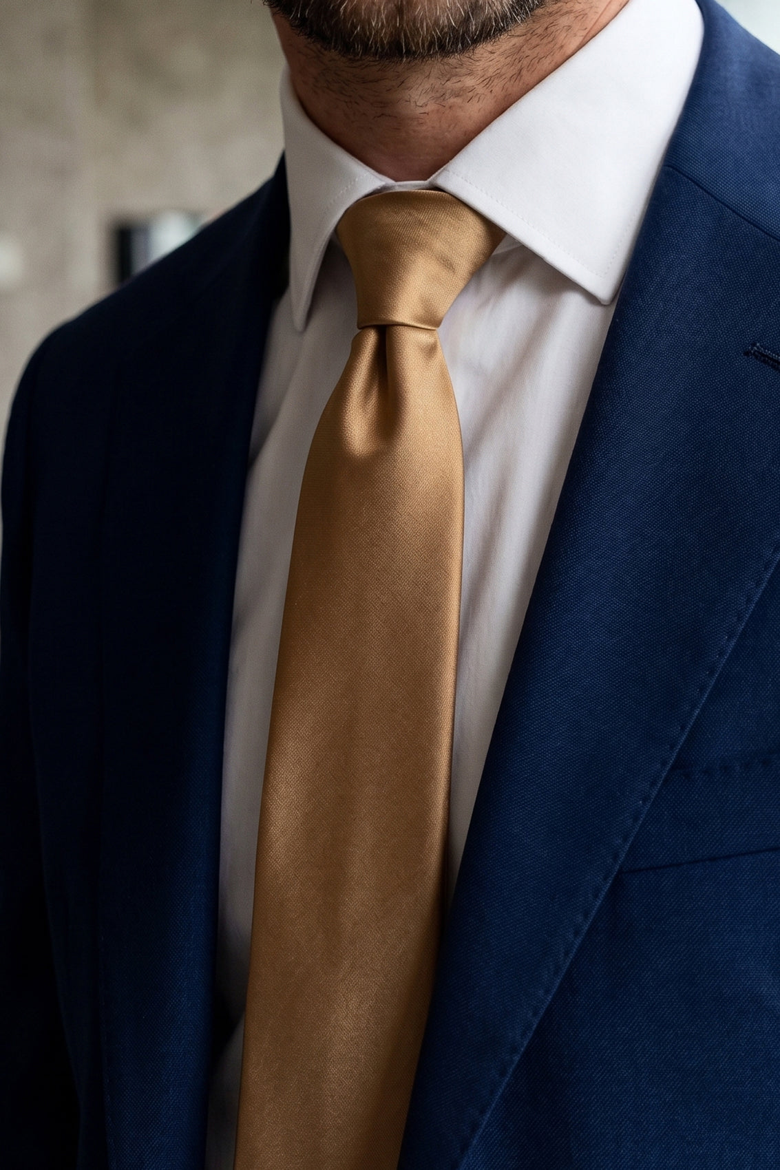Sleek Champagne tie with luxurious design, ideal for weddings, office wear, and formal occasions.