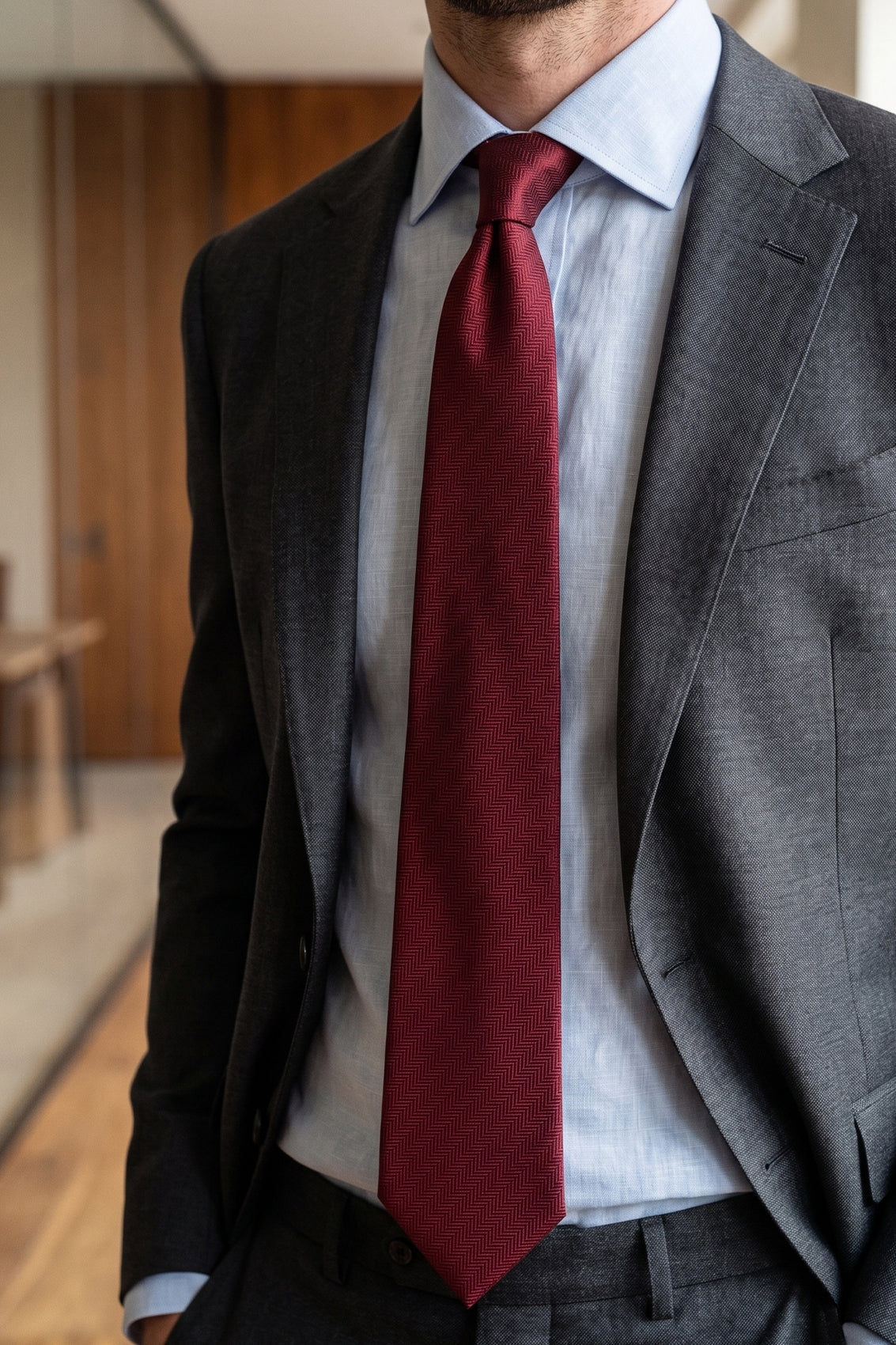 Bordo Self Stripe tie with sophisticated design, ideal for weddings, office wear, and formal occasions.