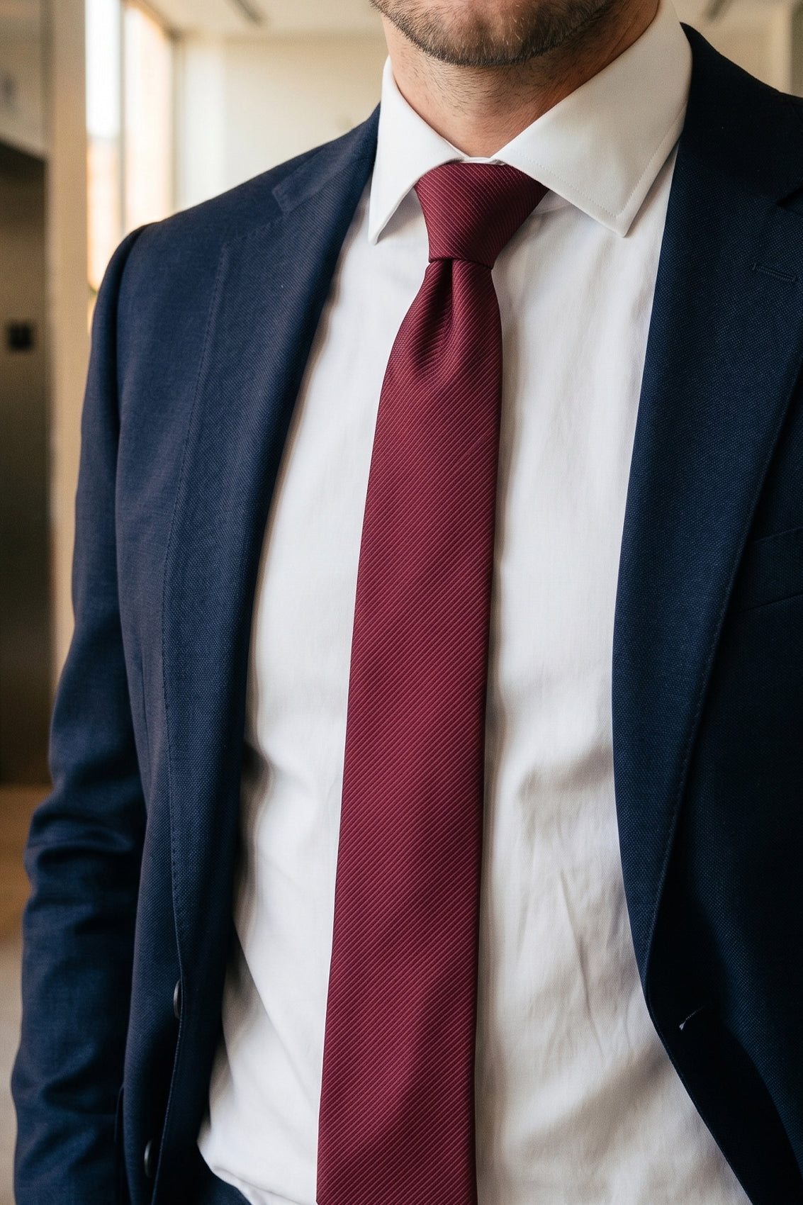 Bordo Ribbed tie with luxurious ribbed design, perfect for weddings, office wear, and formal occasions.