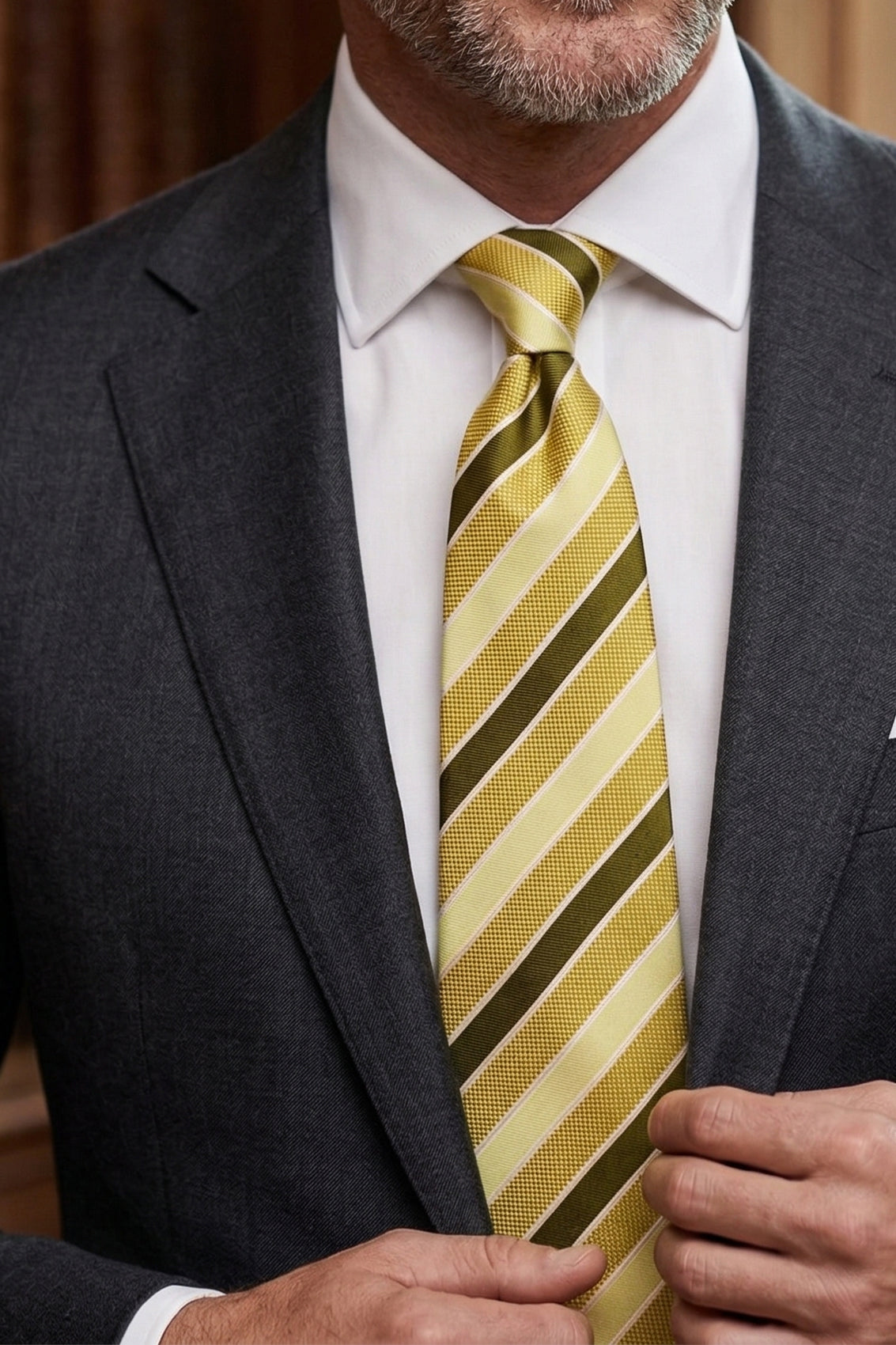 Classic Stripe Mint Olive tie with sophisticated design, perfect for formal occasions, office wear, and casual outings.
