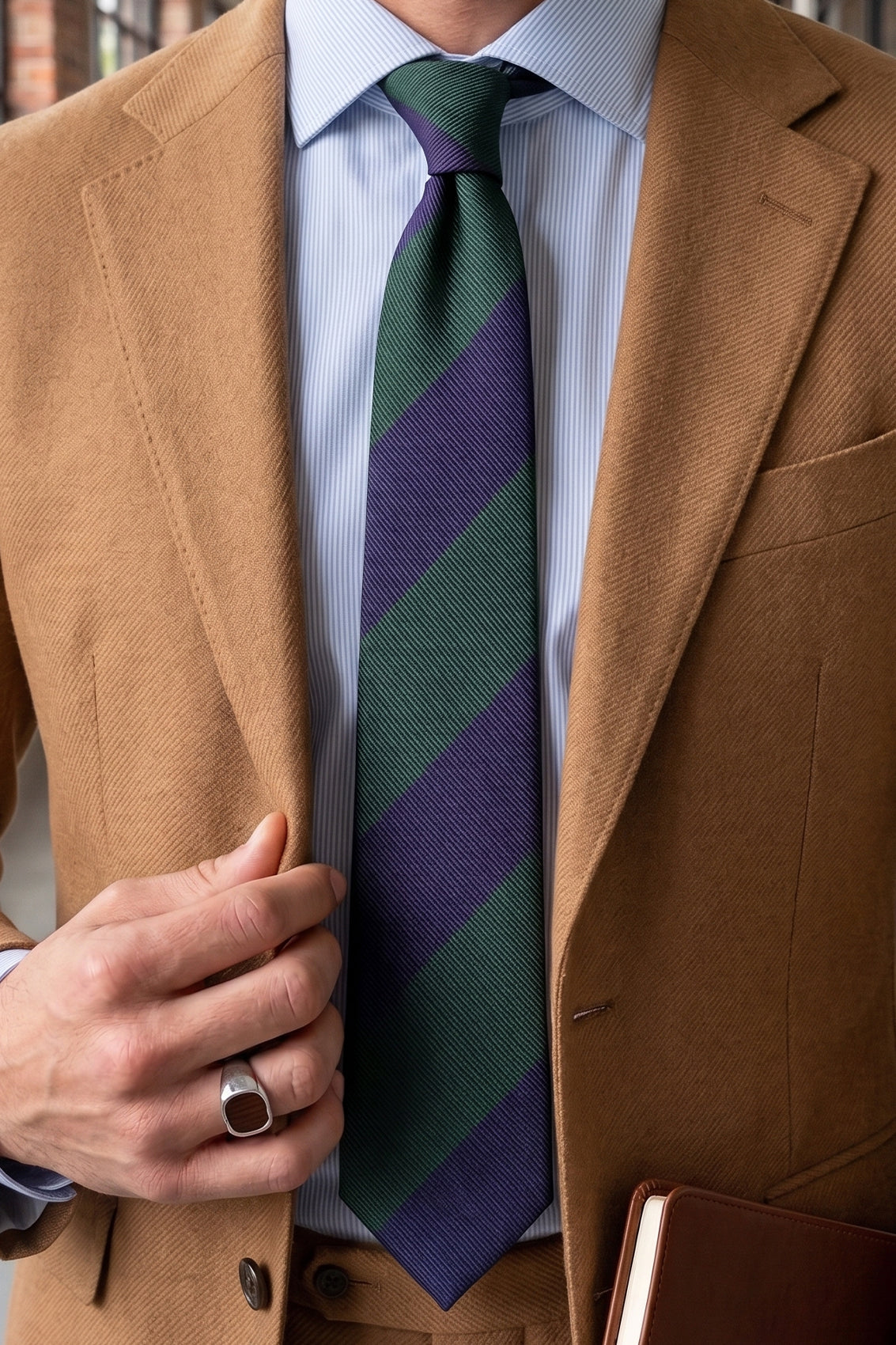 Green Navy Stripes tie for men, designed to bring a fresh and sophisticated touch to your wardrobe. Featuring bold green and navy stripes