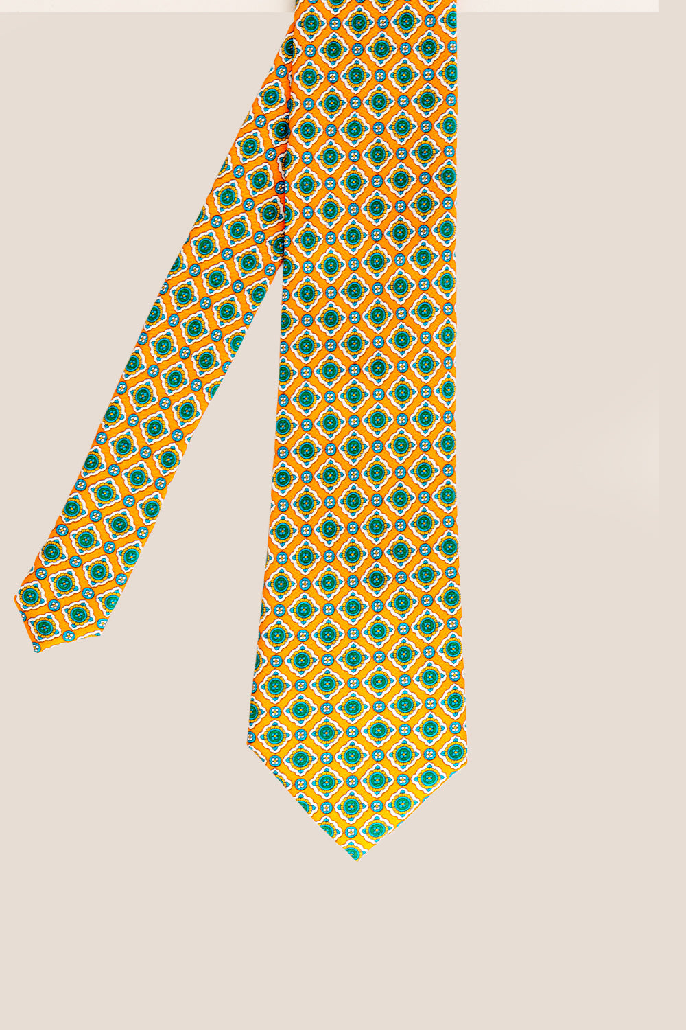 Orange Geometric Pattern Silk Tie with elegant design, perfect for weddings, formal occasions, and smart attire.
